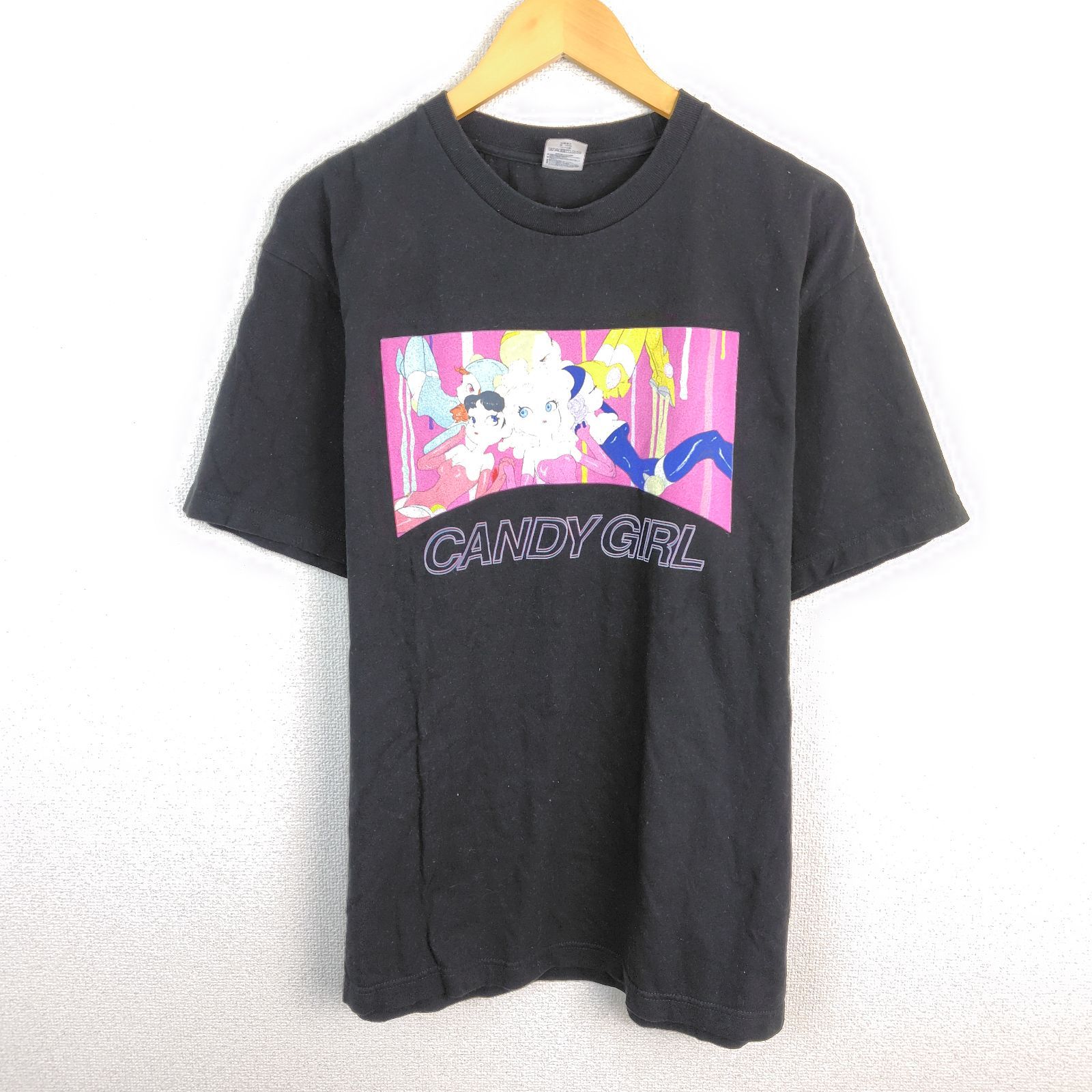 CANDY GIRL キャンディガール Tシャツ アニメプリント アートプリント ブラック XL メンズ 古着 ストリート Y2K