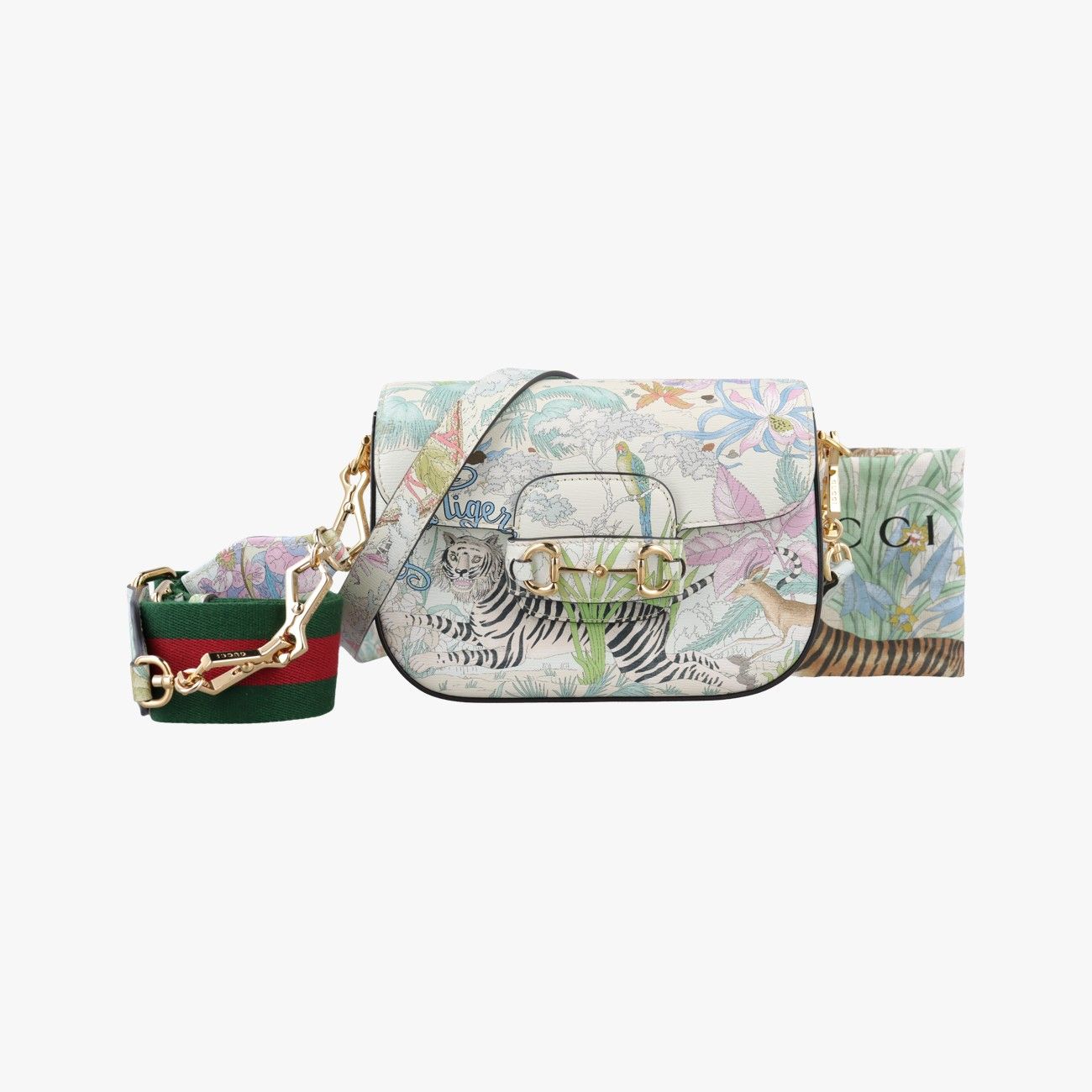 グッチGucciホースビット1955 ホワイトxマルチカラー レザー 677266 A036729901
