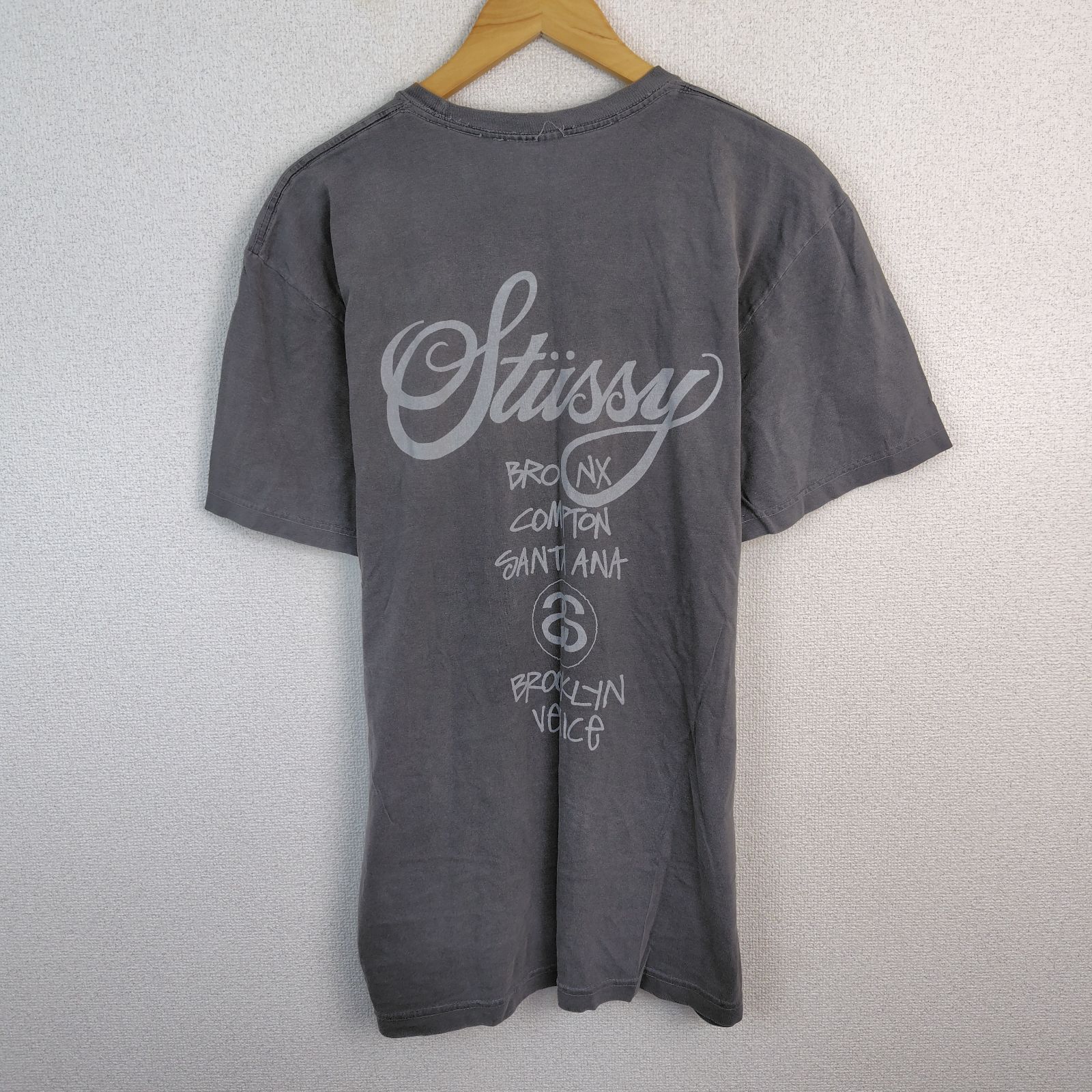 STUSSY ステューシー Tシャツ ワールドツアー ロゴプリント グレー L 