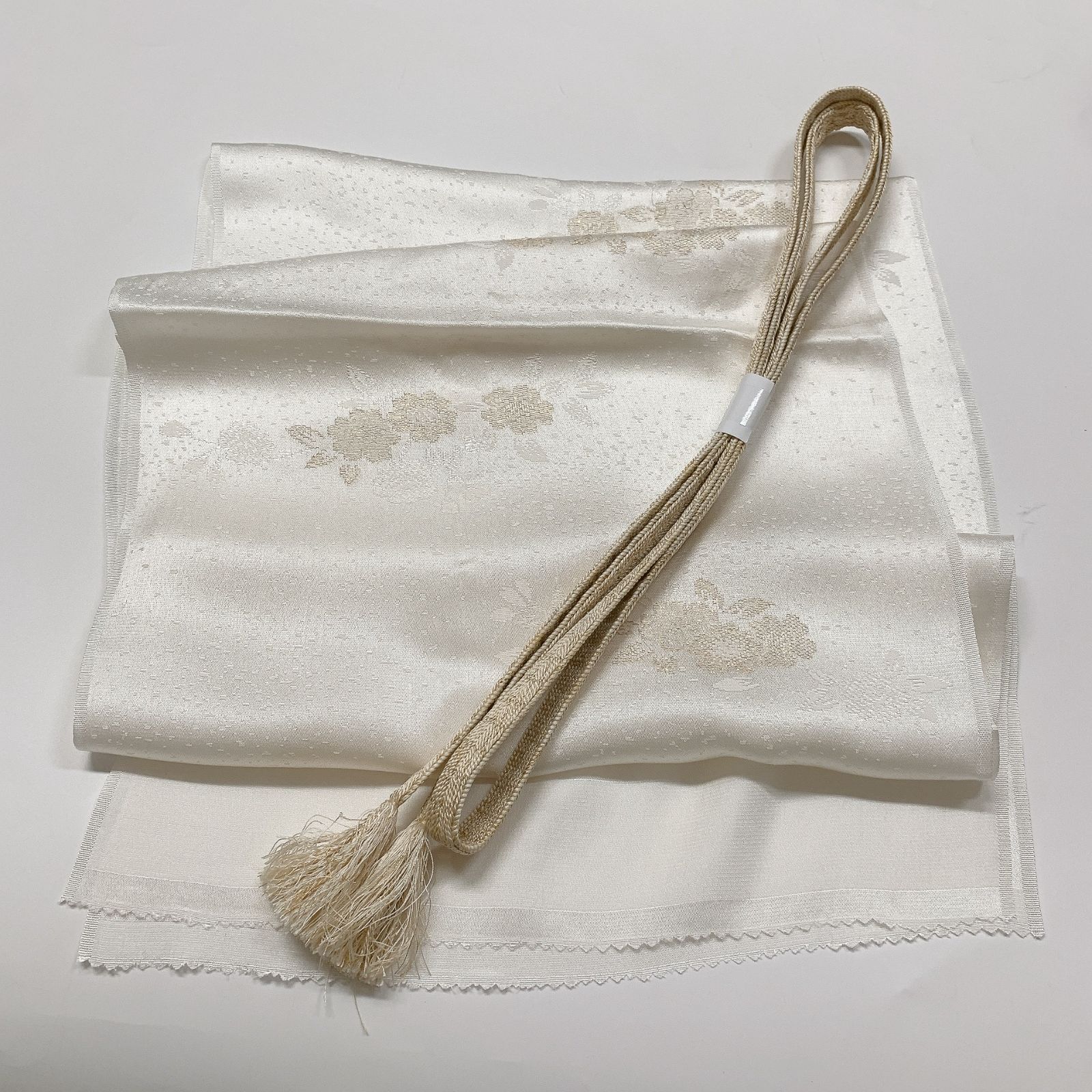 ［7963］帯締め 帯揚げ セット 草花文様 金糸 正絹 着物 帯絞め