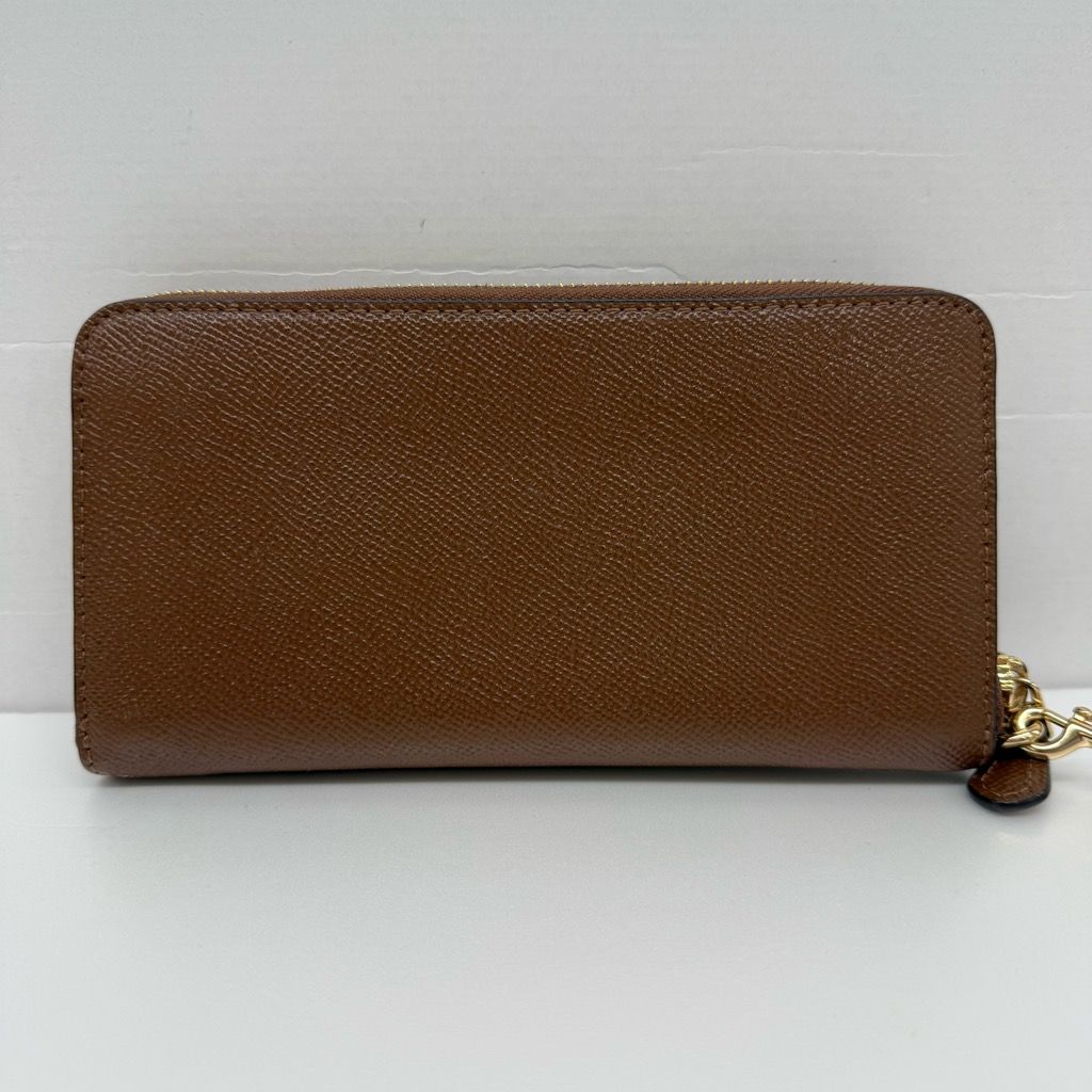 新品　コーチ 長財布 シグネチャー ブラウン　ストラップ付き COACH F76971 シグネチャー ラウンドファスナー ロングウォレット