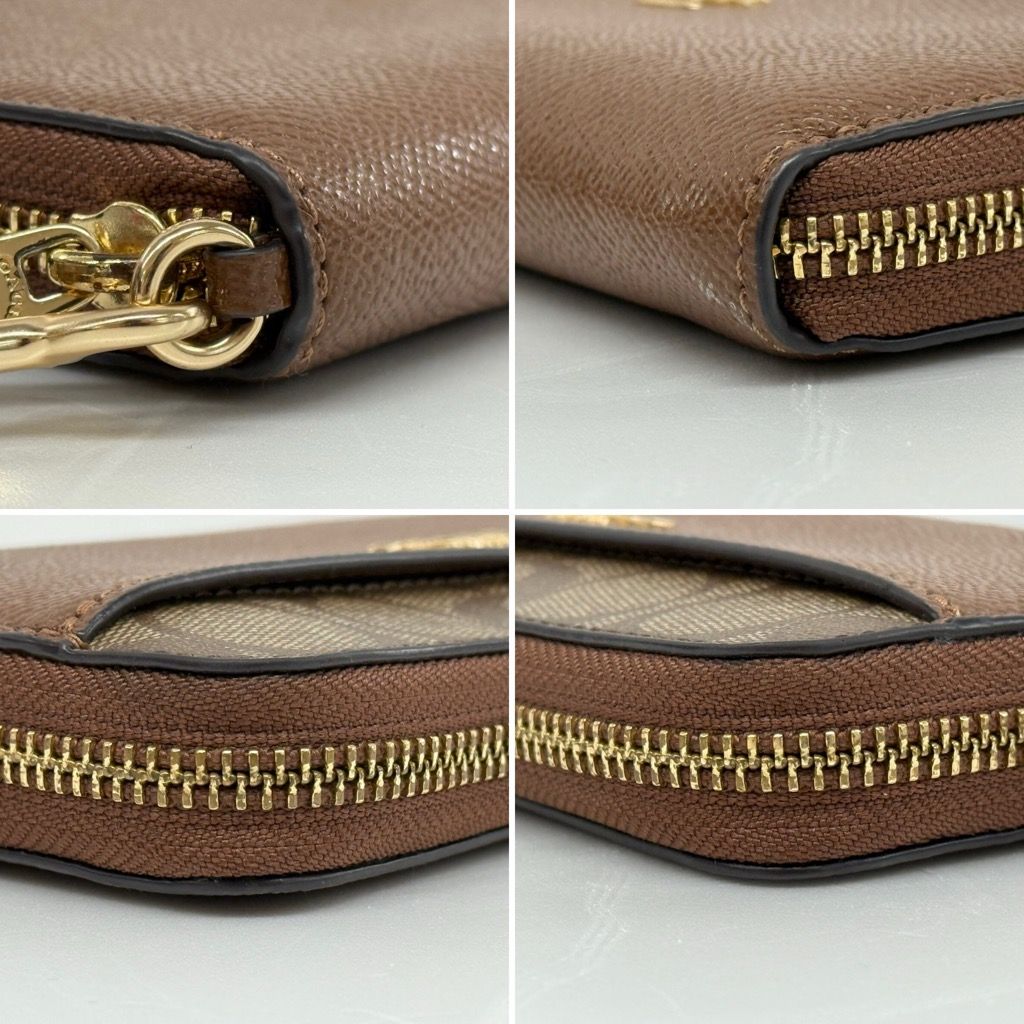 COACH ブラウン ロングウォレット COACH F76971 シグネチャー ラウンドファスナー ロングウォレット