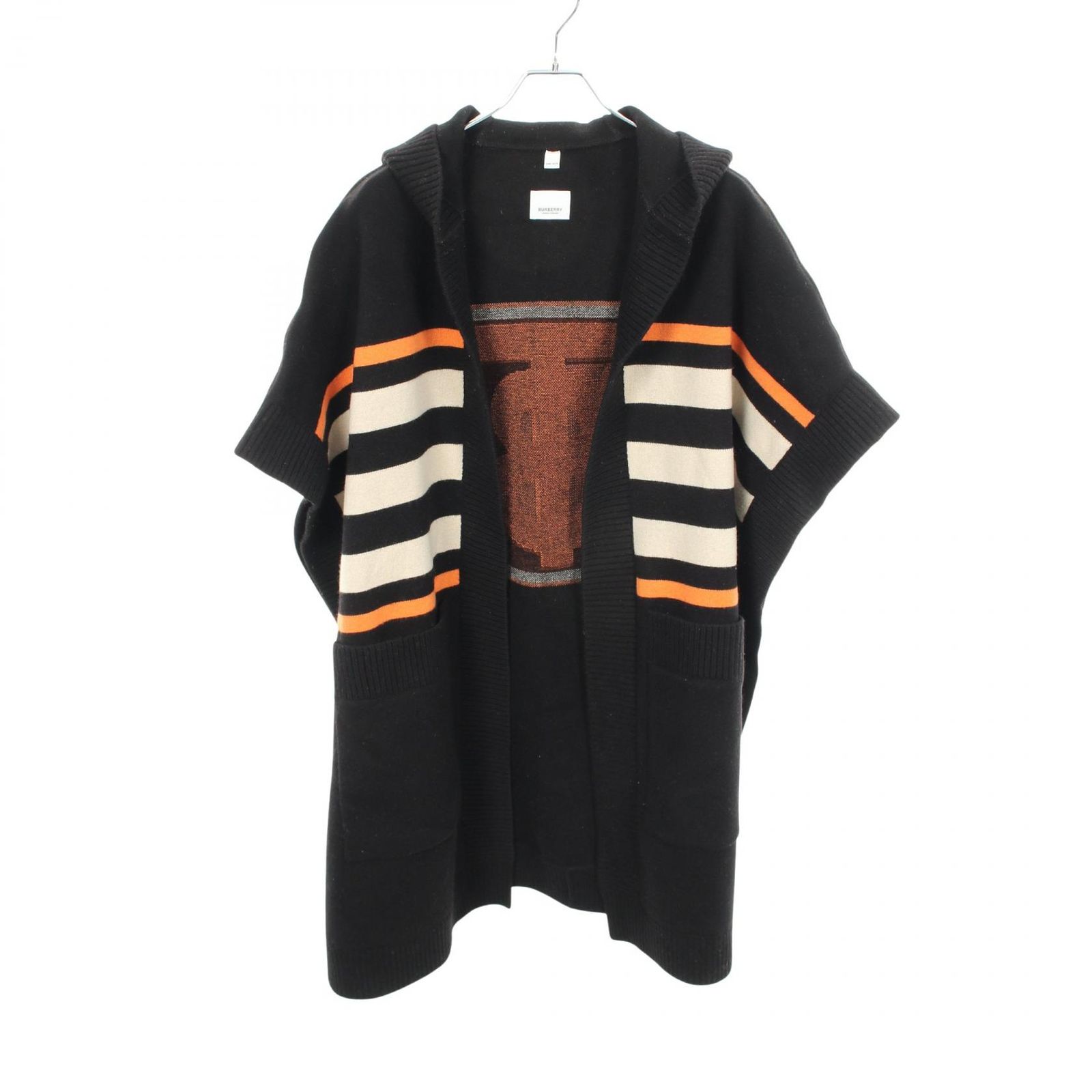 バーバリー BURBERRY ポンチョ TBロゴ フード付き 8017769 ウール カシミヤ ポンチョ レディース Used A