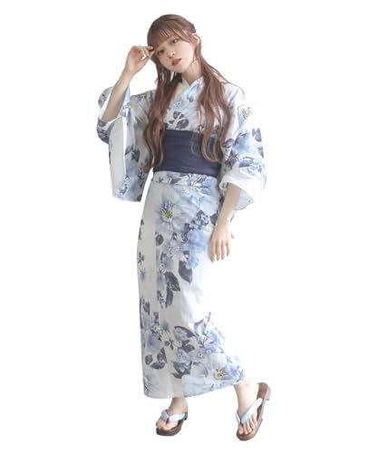 [KYOETSU] [キョウエツ] 浴衣セット 変わり織 生成り 2点セット(浴衣、兵児帯) レディース A