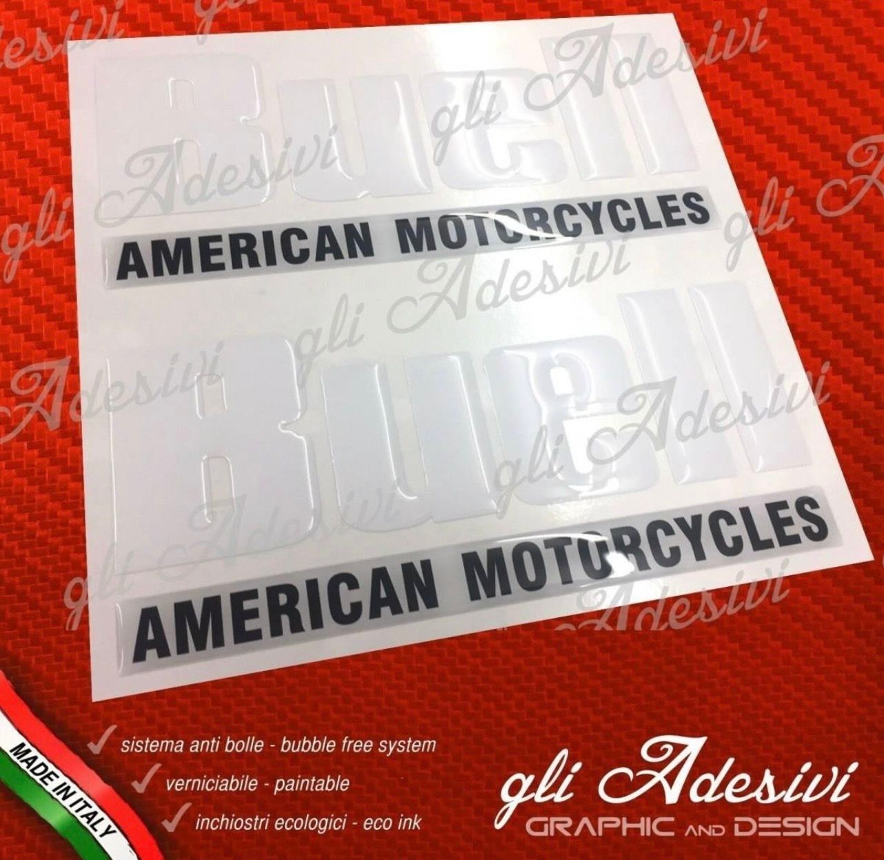 ビューエル　BUELL　３D　 white　ステッカー　イタリア製　１８ｘ６ｃｍ　2枚セット　ステッカー　セット ★発送予定日: ６月３０日