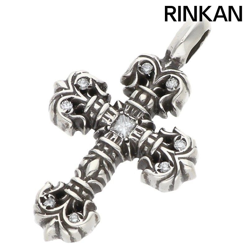 クロムハーツ CHARM FILIGREE TINY P DMND タイニーフィリグリー PAVEダイヤシルバーネックレストップ メンズ