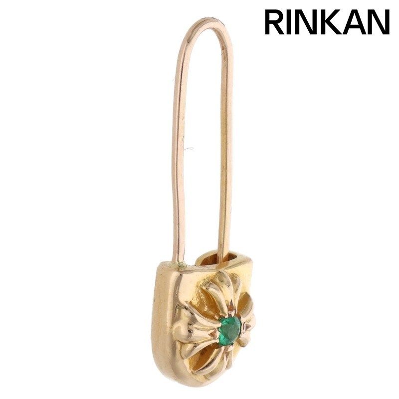 クロムハーツ 22K ER SAFETY PIN EMRLD/セーフティピン 1エメラルド/ゴールドピアス メンズ