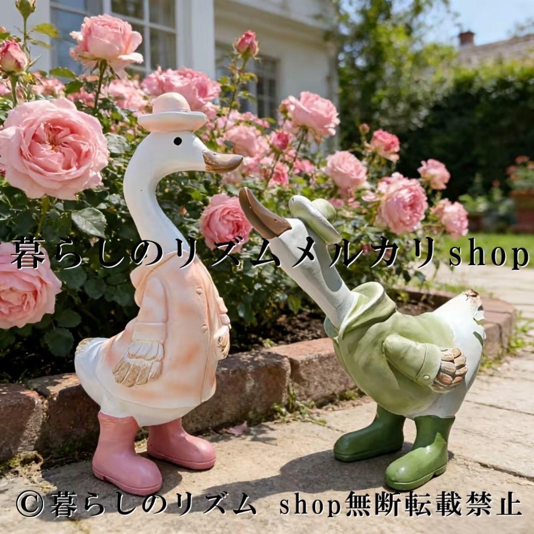 アヒル 置物 レジン オブジェ ガーデンオーナメント 雄 雌 手塗り アヒル像 ガーデン雑貨 動物オブジェ 庭 玄関 テラス 池 中庭 ベランダ 屋内 屋外 インテリア アンティーク調 かわいい 癒し ディスプレイ ガーデンデコ バレンタイン 感謝祭 ギフト