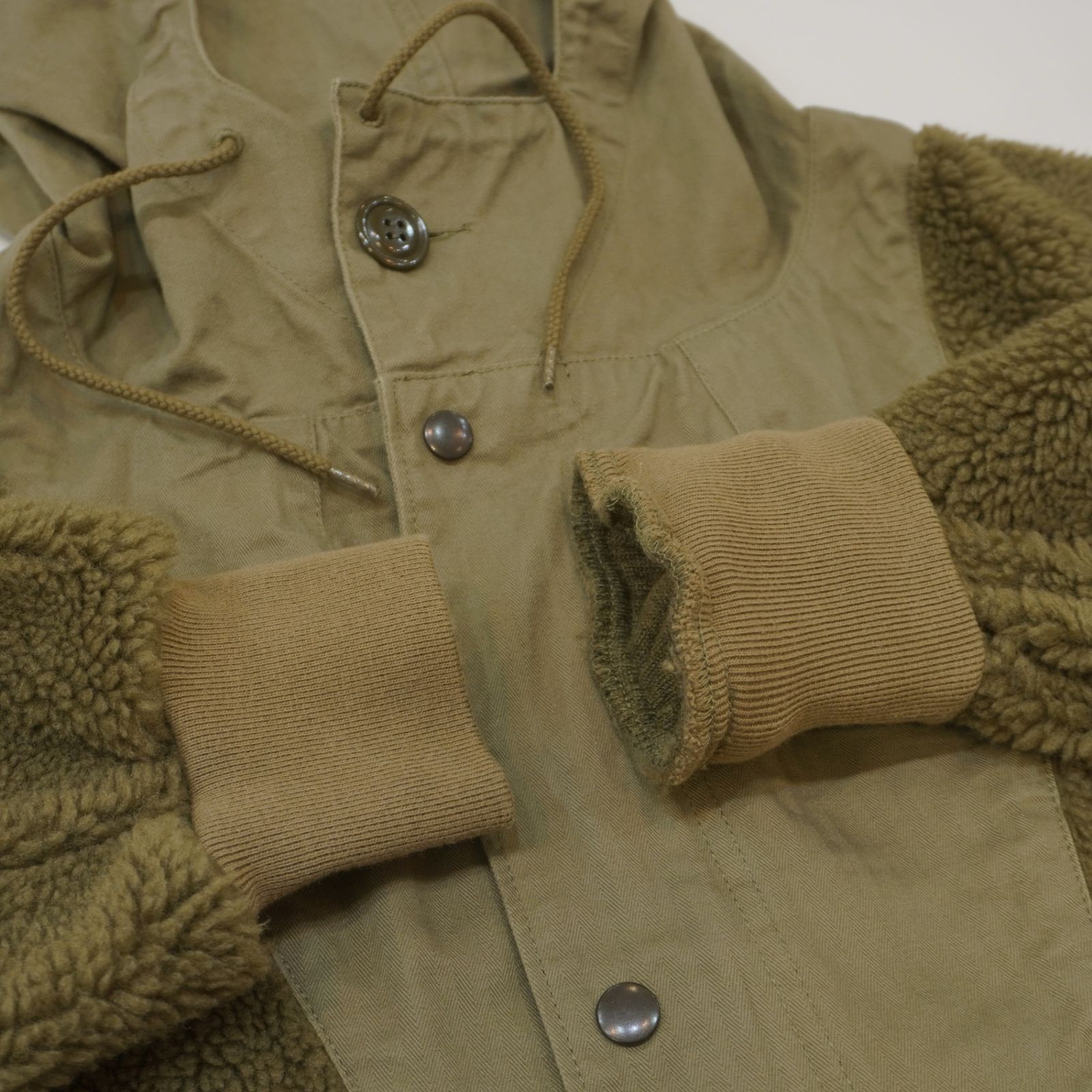 H.UNIT (1) ボア ヘリンボーン 切替 ジャケット パーカー Herringbone