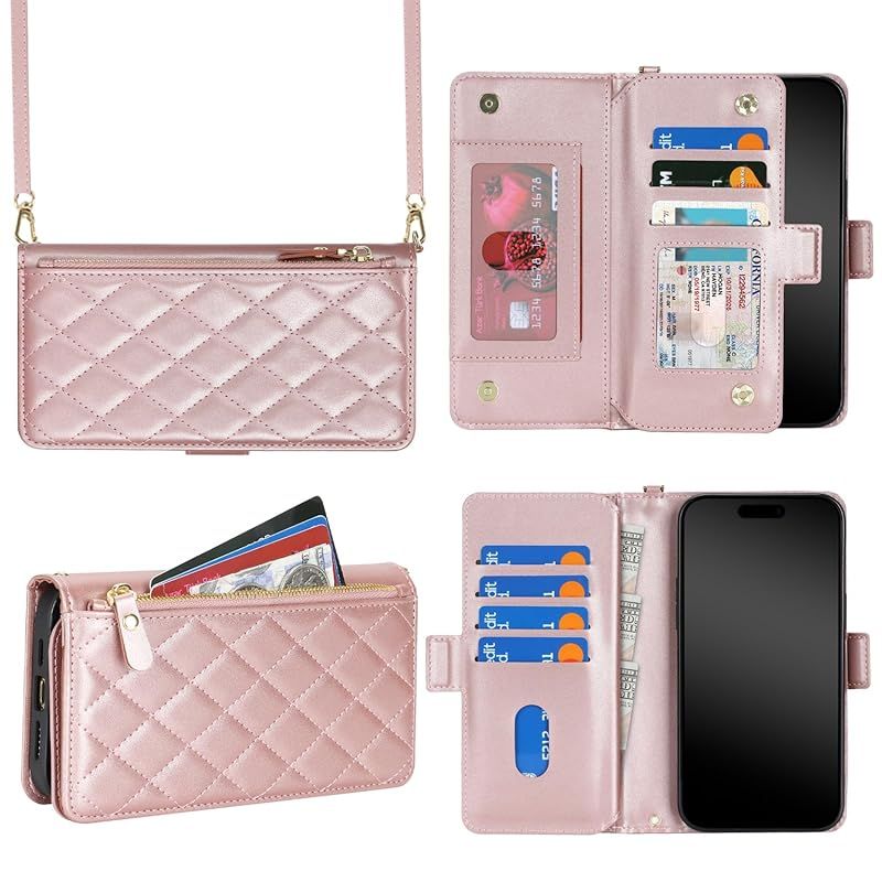 【新品】 DEYHU 対応 いphone14Pro Max ケース 手帳型 ショルダー ジッパー式 カード収納 iphone14 Pro Max ケース ファスナー 財布型 肩掛け 大容量 耐衝撃 調節可能な アイフォン14 proMax カバー スタンド機能