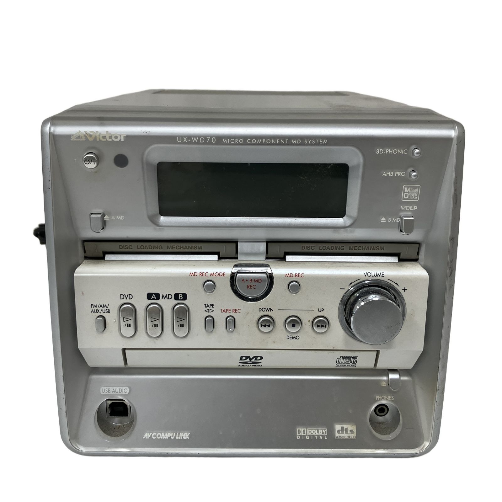 Victor UX-WD70-M DVD/MD/カセット ミニコンポ スピーカーペア付き 