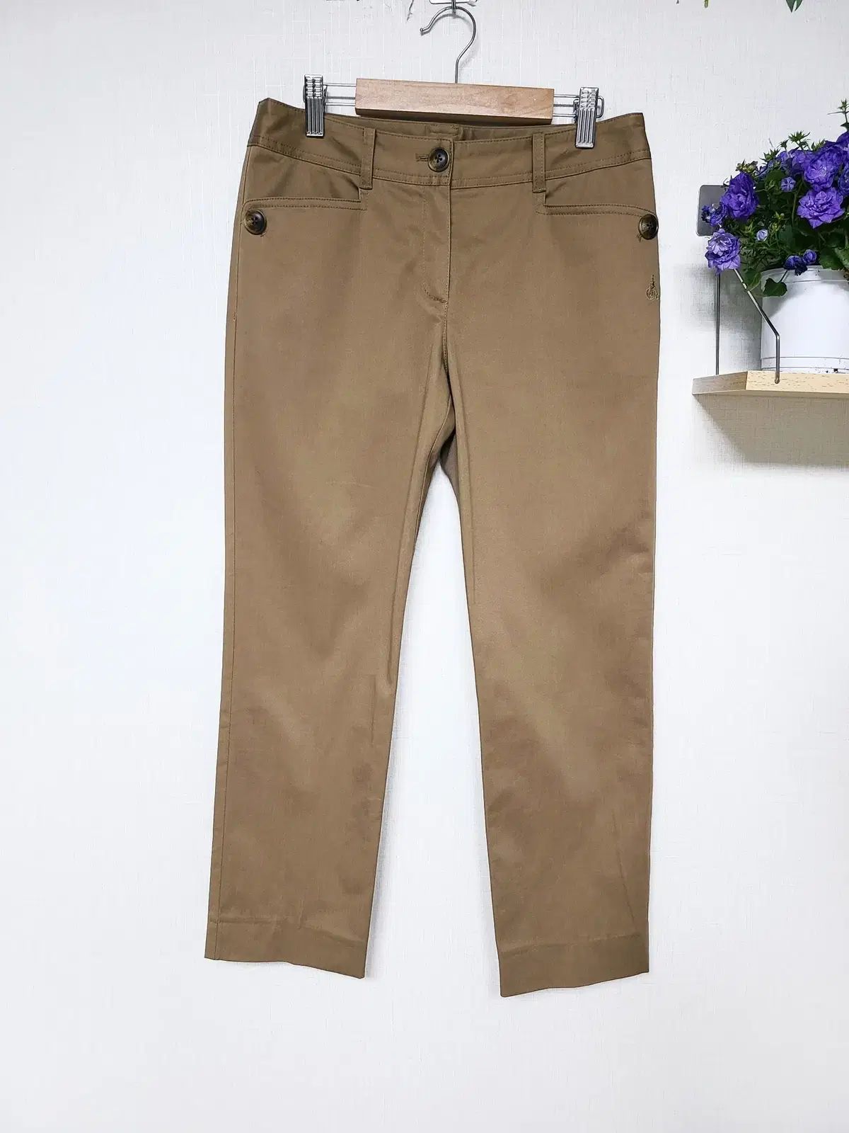 BEAN POLE ビーンポール 基本 コットン パンツ 55 ストレッチ ブラウン
