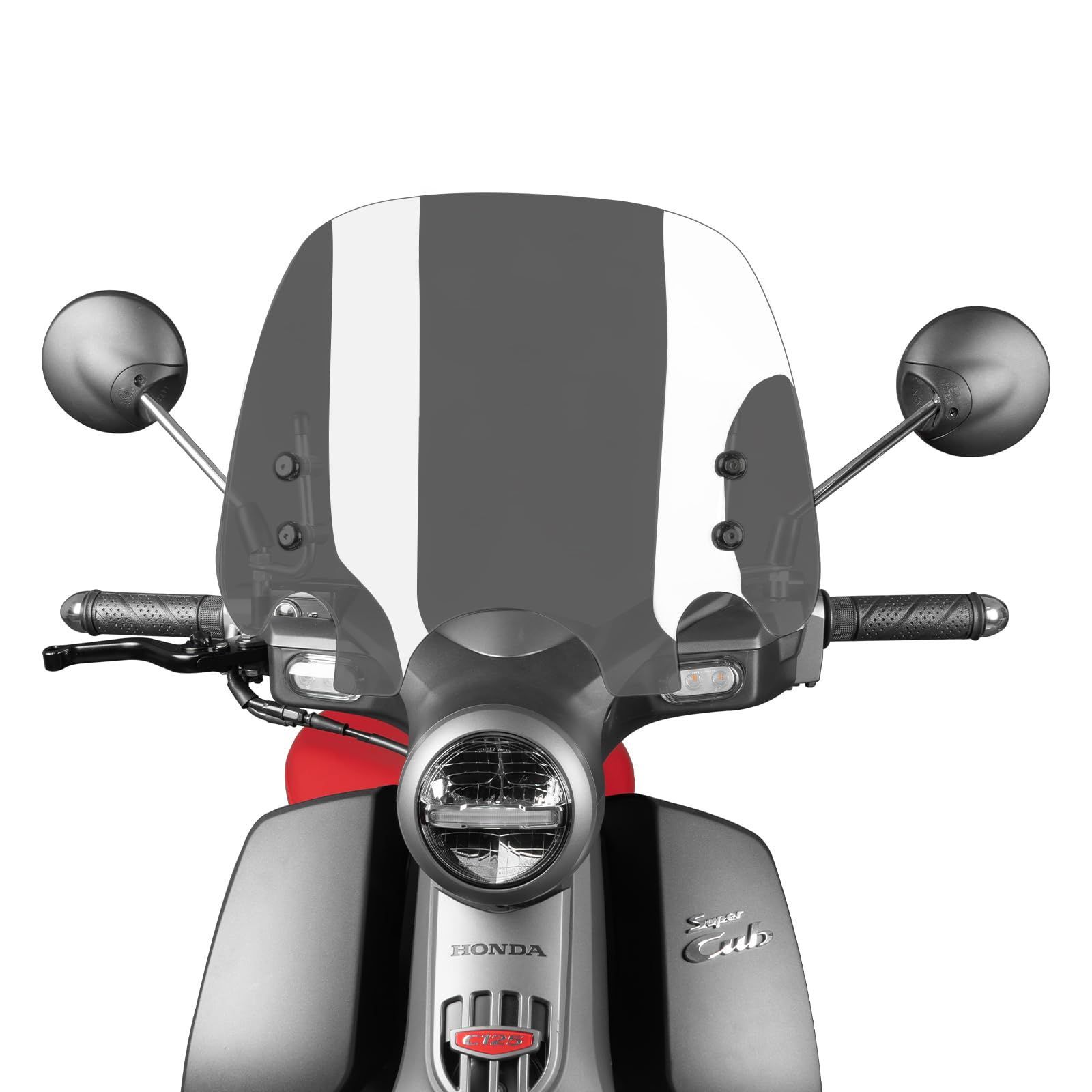 リトルカブ スーパーカブ（C110/C125) ウインドスクリーン ウインドシールド フロントグラス 風防 バイク クリア スモーク オートバイ用 風防 バイクフロントガラス オートバイ 延長式 (スモーク, 40cm)