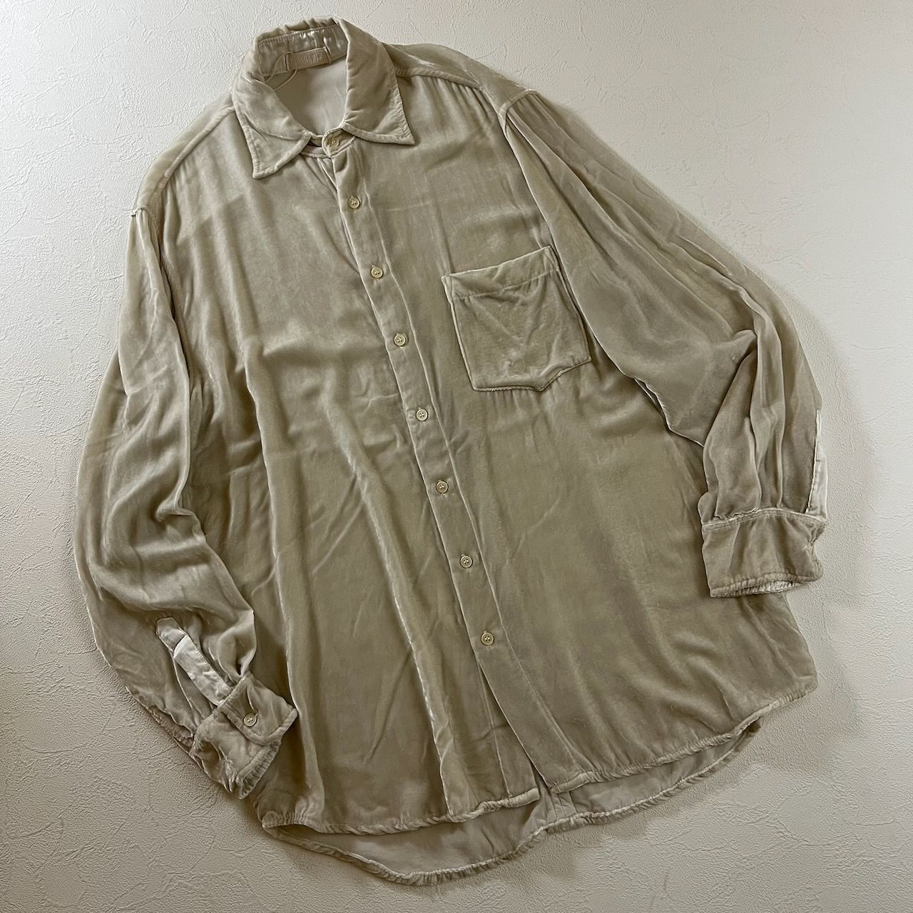 90s USA CP.SHADES レーヨン シルク 無地 長袖シャツ シーピーシェイズ