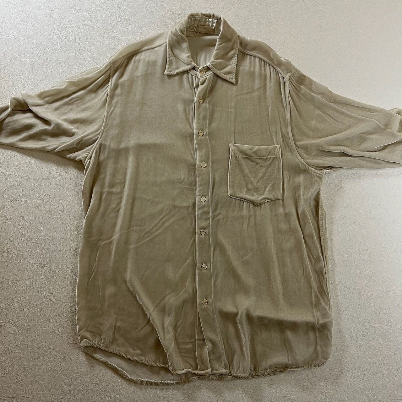 90s USA CP.SHADES レーヨン シルク 無地 長袖シャツ シーピーシェイズ