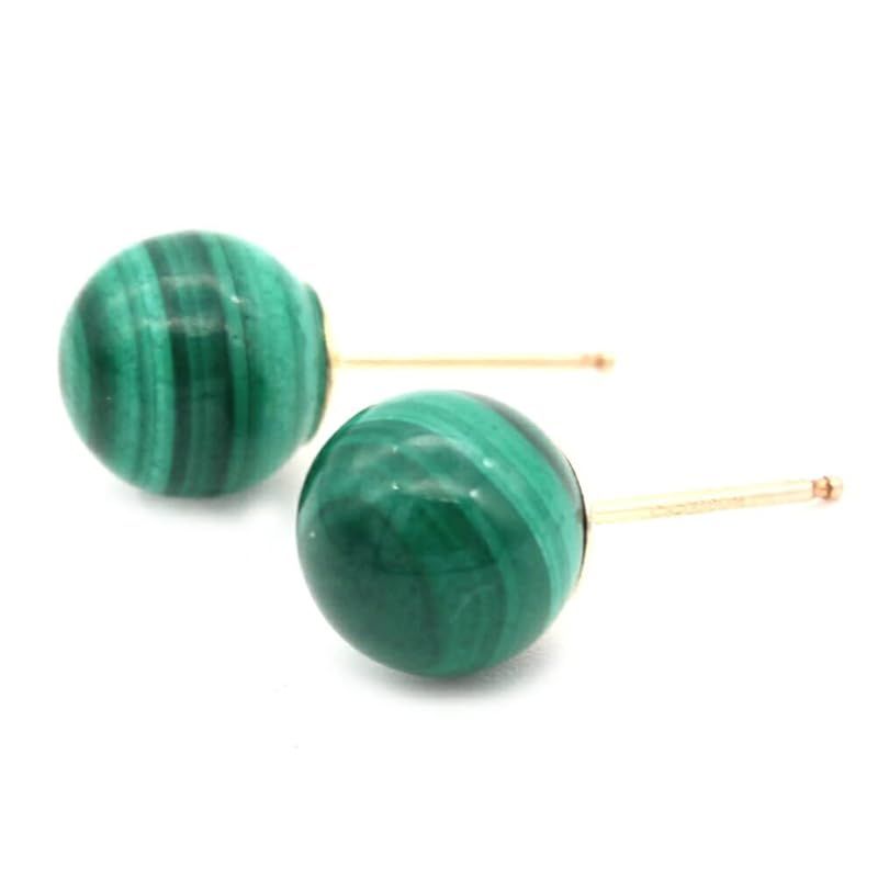 miwaki ピアス レディース メンズ シンプル パワーストーン 天然石 K14GF K14 ゴールドフィルド アクセサリー 日本製 グリーン マラカイト k14gften-mala-10mm 0