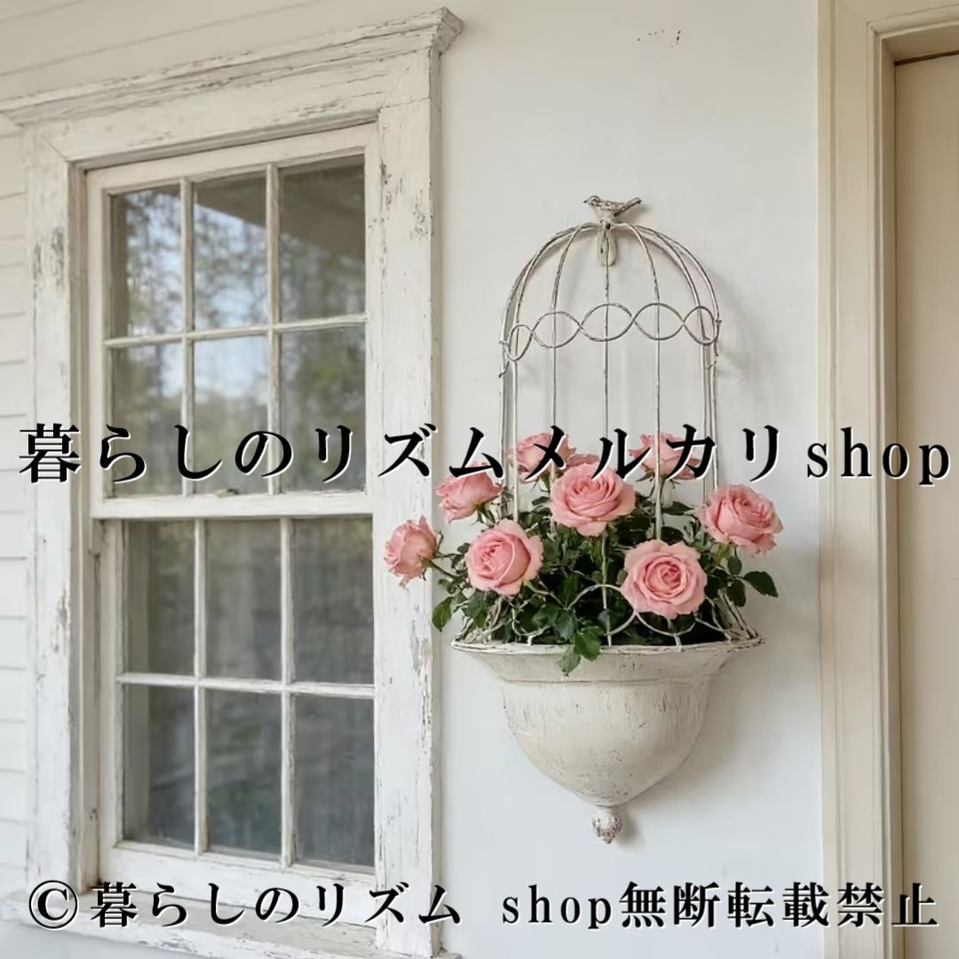 鳥かご型 フラワーラック 壁掛け プランター アイアン 花器 植木鉢 ハンギングポット ウォールプランター フラワーポット ガーデンラック 立体デザイン 鉄製 ガーデニング雑貨 アンティーク調 屋内 屋外 バルコニー テラス 中庭 庭 つる性植物
