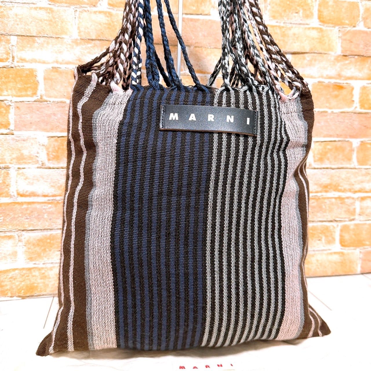 美品) MARNI(マルニ)トートバッグ ストライプ ハンモックバッグ - メルカリ