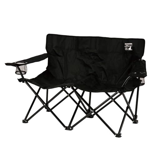 キャプテンスタッグ(CAPTAIN STAG) アウトドアチェア チェア ベンチ イスベンチ ドリンクホルダー付 収納袋付 ブラック/カーキ UC-1877/UC-1878