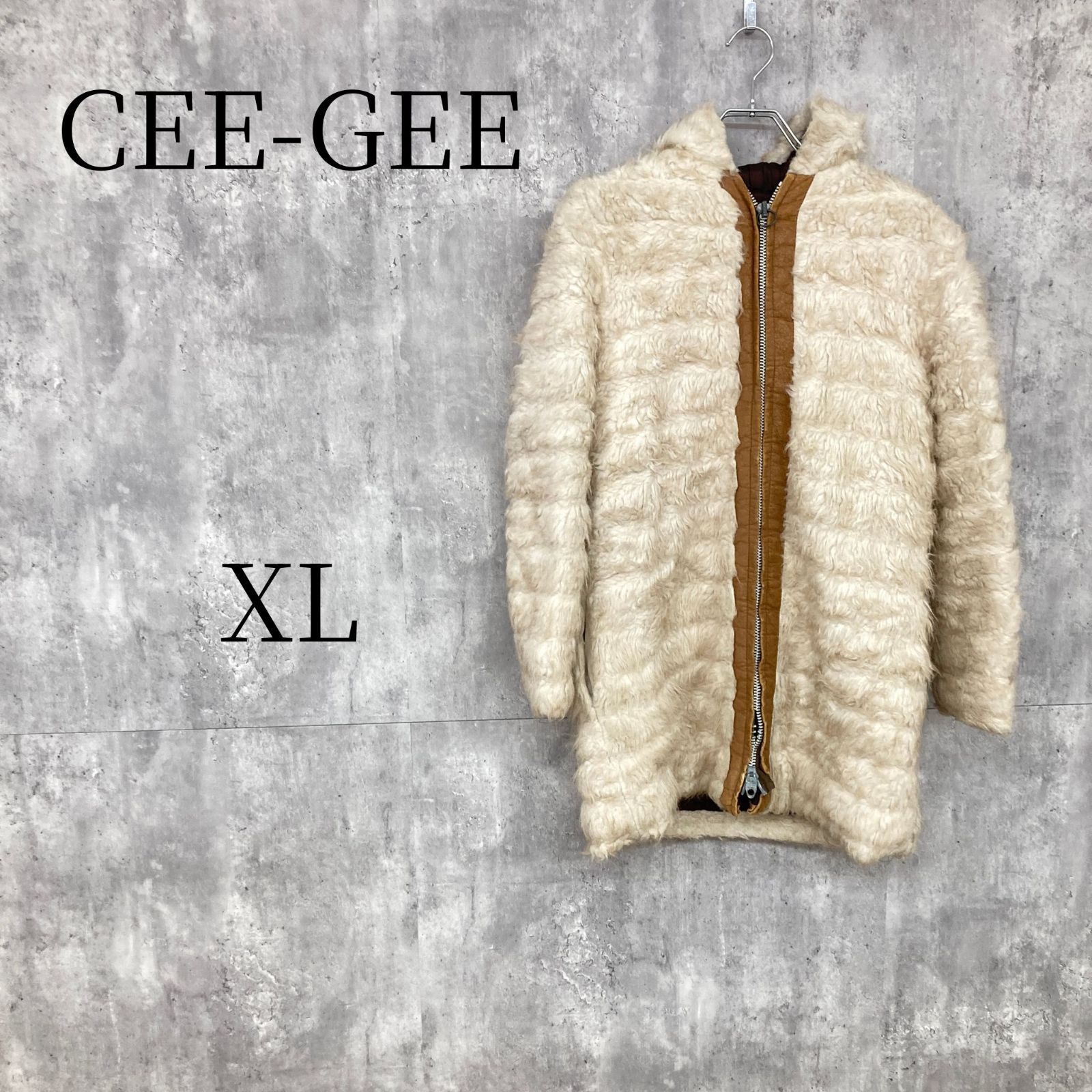 CEE-GEE ボアジャケット カナダ製 BORG ディープパイル 70s 80s ヴィンテージ 古着スタイル メンズ レディース フード付 ボアコート 希少 裏地キルティング TALONジップ 暖か アウター