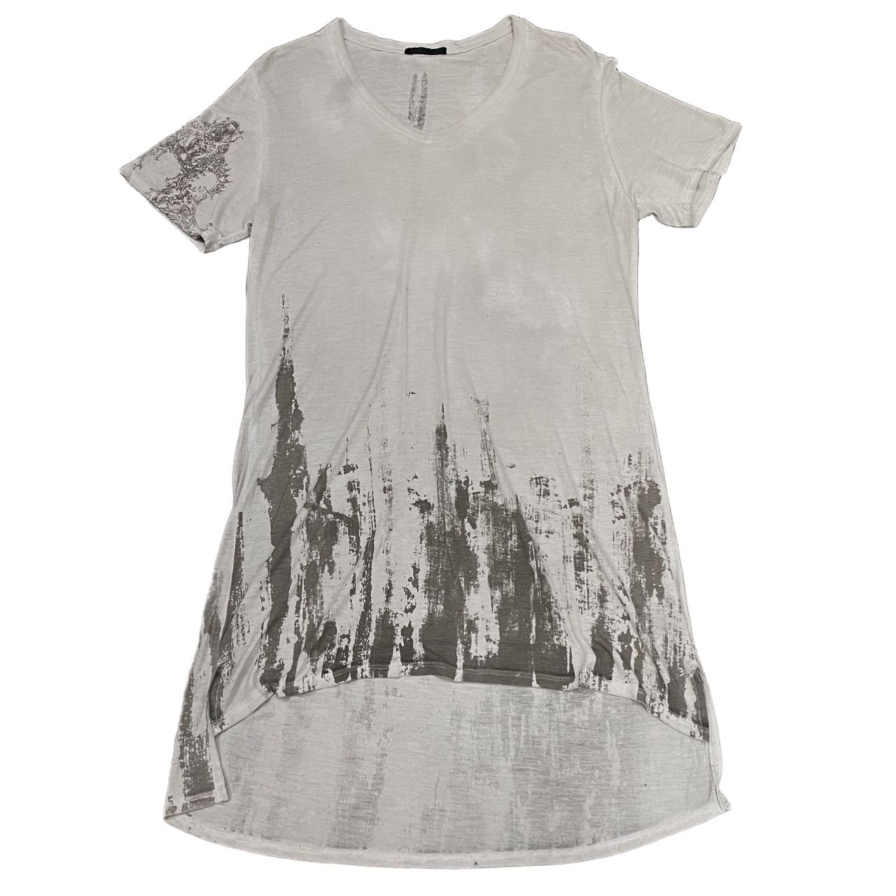 KMRii グラフィックプリントVネックモダールロングカットソー Tシャツ
