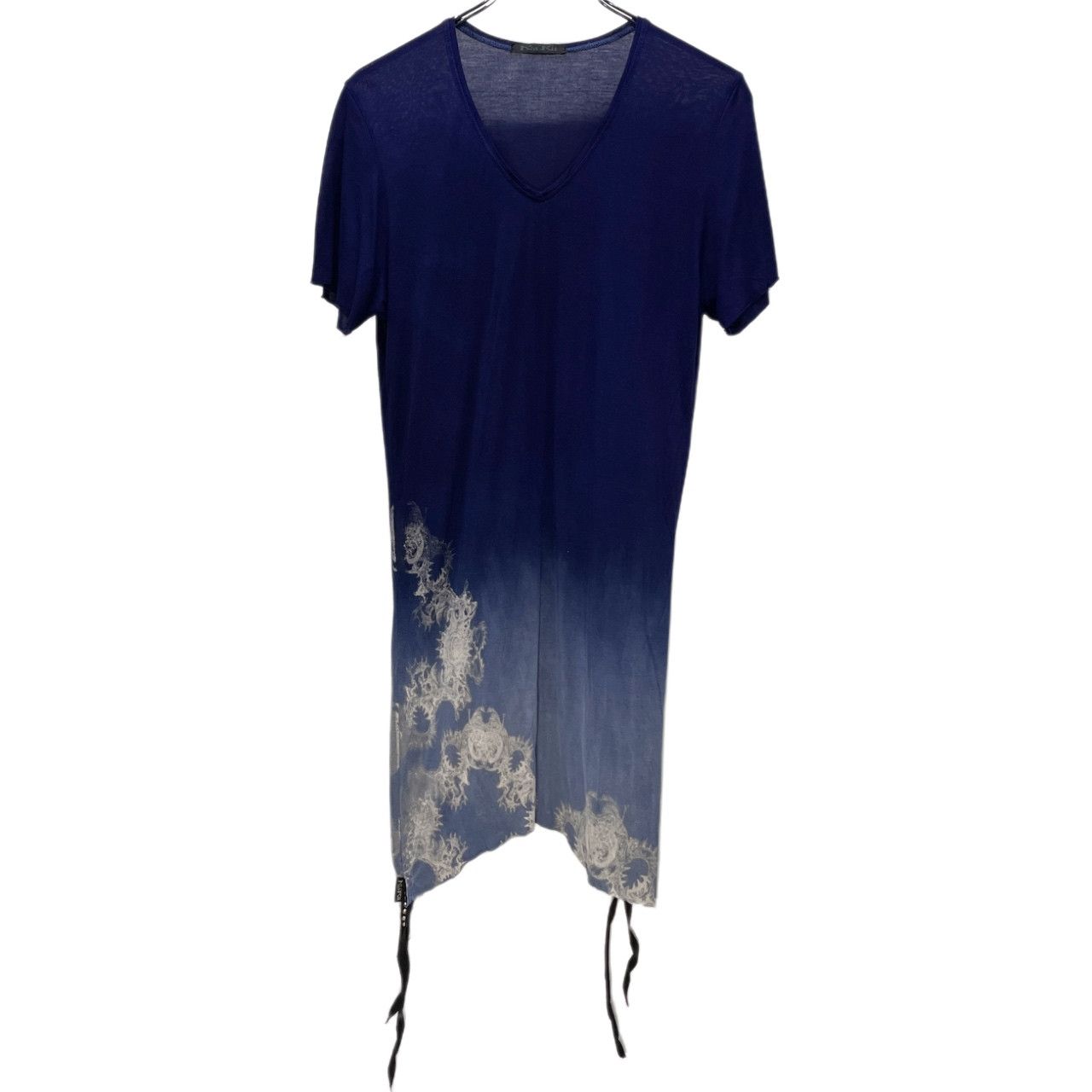 KMRii 抜染プリントグラデーションVネックモダールカットソー Tシャツ 