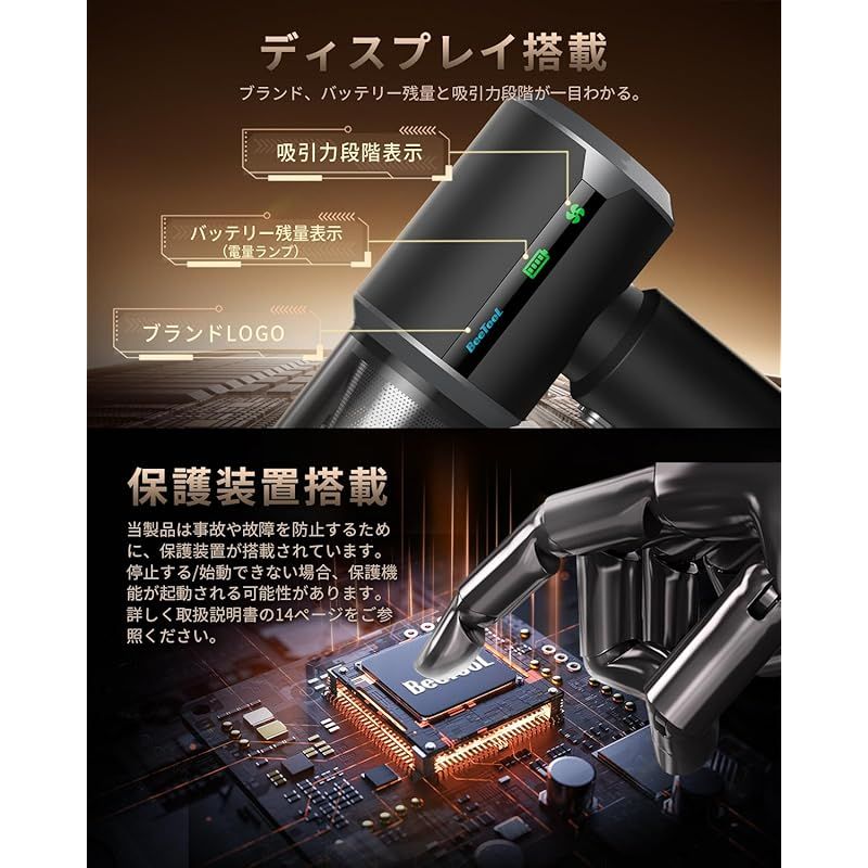 BeeTool ハンディクリーナー 多機能 【3種吸引モードディスプレイ搭載
