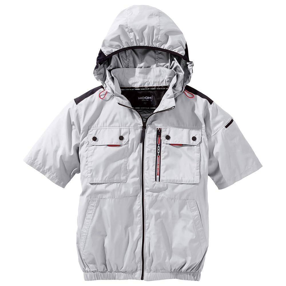 [ワークル] 村上被服 HOOH 2026年 ミドルファン 半袖 フードジャケット 空調ウェア 裏チタンコーティング 撥水 UVカット 消臭 フルハーネス対応 作業着 服単品 作業服 V1127 (39.シルバーグレー, L [39.シルバーグレー] [LL]