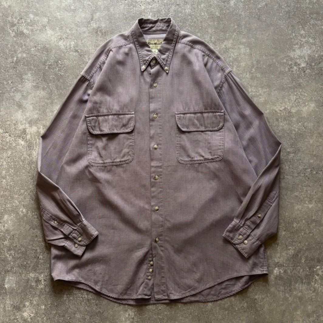 90年代 90s Eddie Bauer エディーバウアー 白タグ 千鳥格子 チェック ボタンダウン シャツ