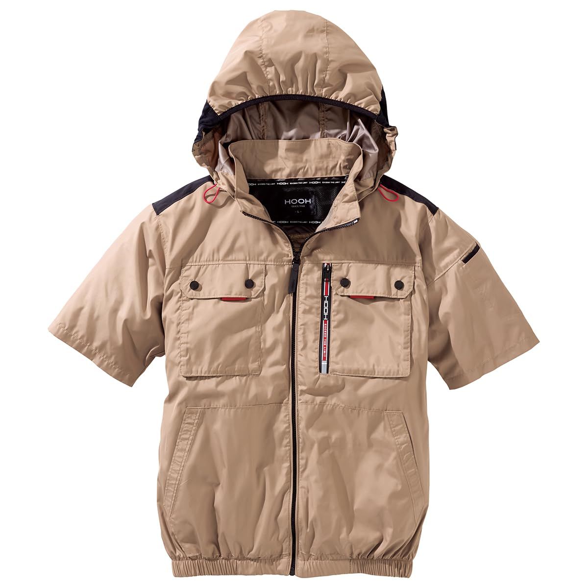 [ワークル] 村上被服 HOOH 2026年 ミドルファン 半袖 フードジャケット 空調ウェア 裏チタンコーティング 撥水 UVカット 消臭 フルハーネス対応 作業着 服単品 作業服 V1127 (72.ライトベージュ, L) [72.ライトベージュ] [L]
