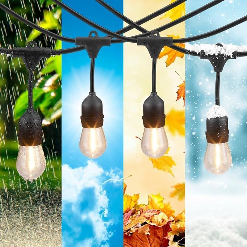 アキラリ(Akirari) ストリングライト 延長コード 10m 15個ソケット 16個LED電球付き 屋外 防雨型 E26電球 連結可能 イルミネーションライト (10M電球16個付き) 0