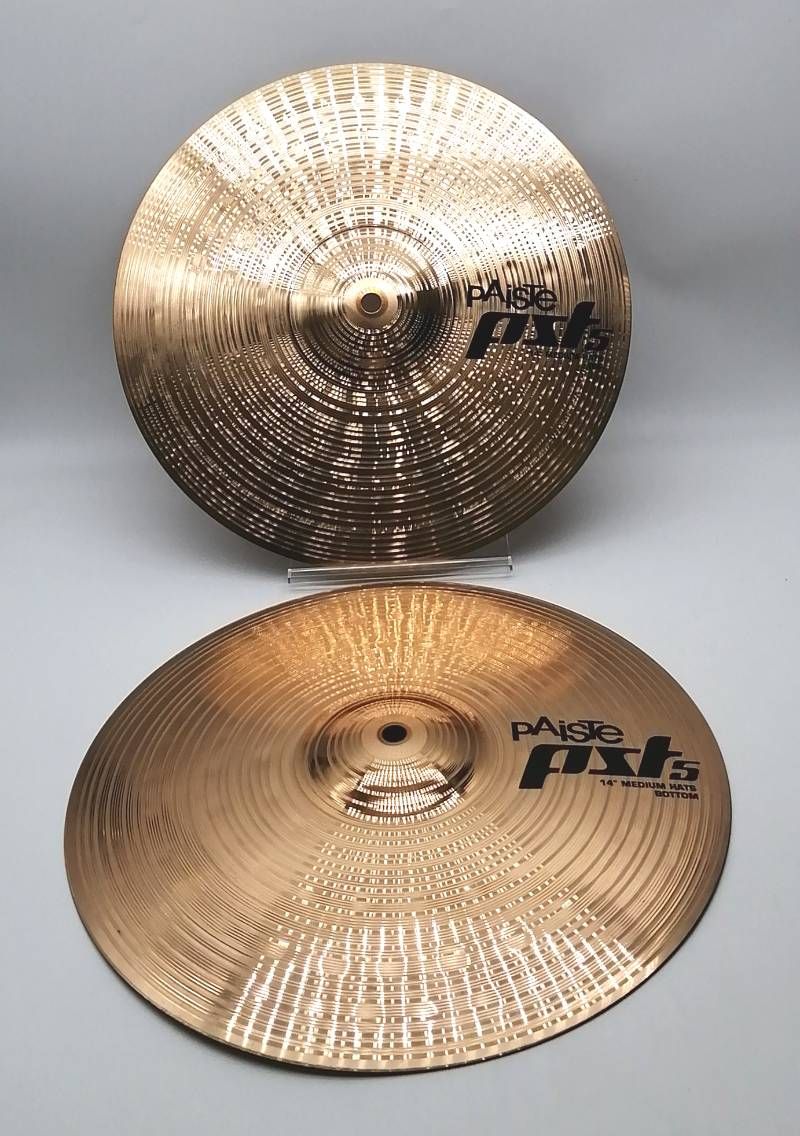 美品！PAISTE パイステ PST5 14” MIDIUM HATS TOP,PAISTE パイステ PST5 14” MIDIUM HATS BOTTOMの2枚セット