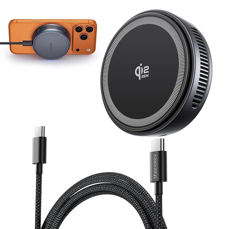 THREEKEY MagSafe充電器 【Qi2認証 25W急速充電冷却機能強化版】高速 