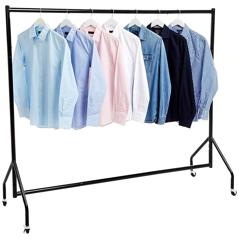 Amazonベーシック ハンガーラック 洋服ラック 頑丈 キャスター付き長さ1.82×高さ1.52m ブラック 0