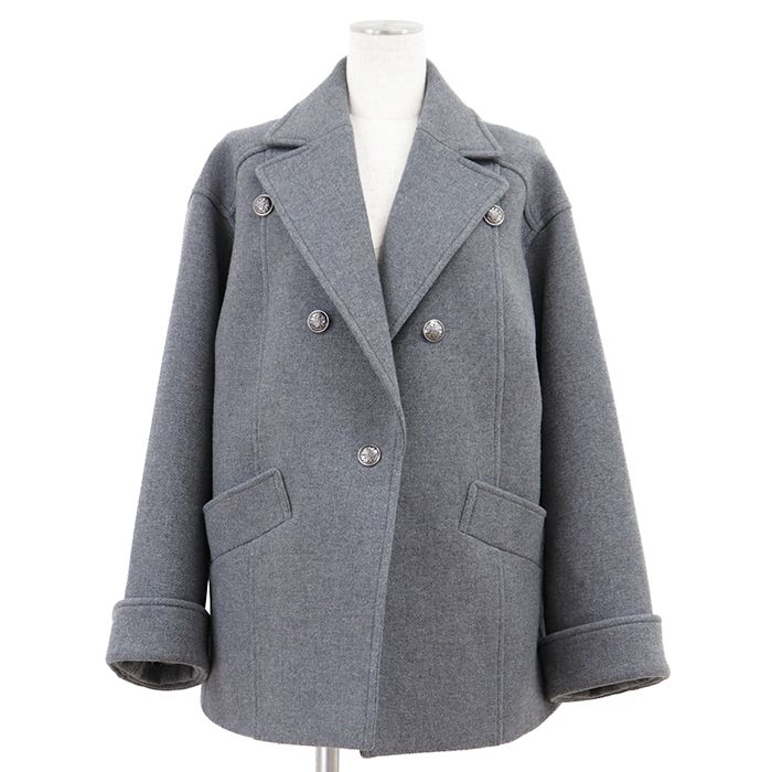 SALE【極美品】TAE ASHIDA タエアシダ チェスター コート サイズ S メンズ レディース ユニセックス エンブレムボタン ダブルブレスト ウール100％ アウター グレー 灰色 日本製