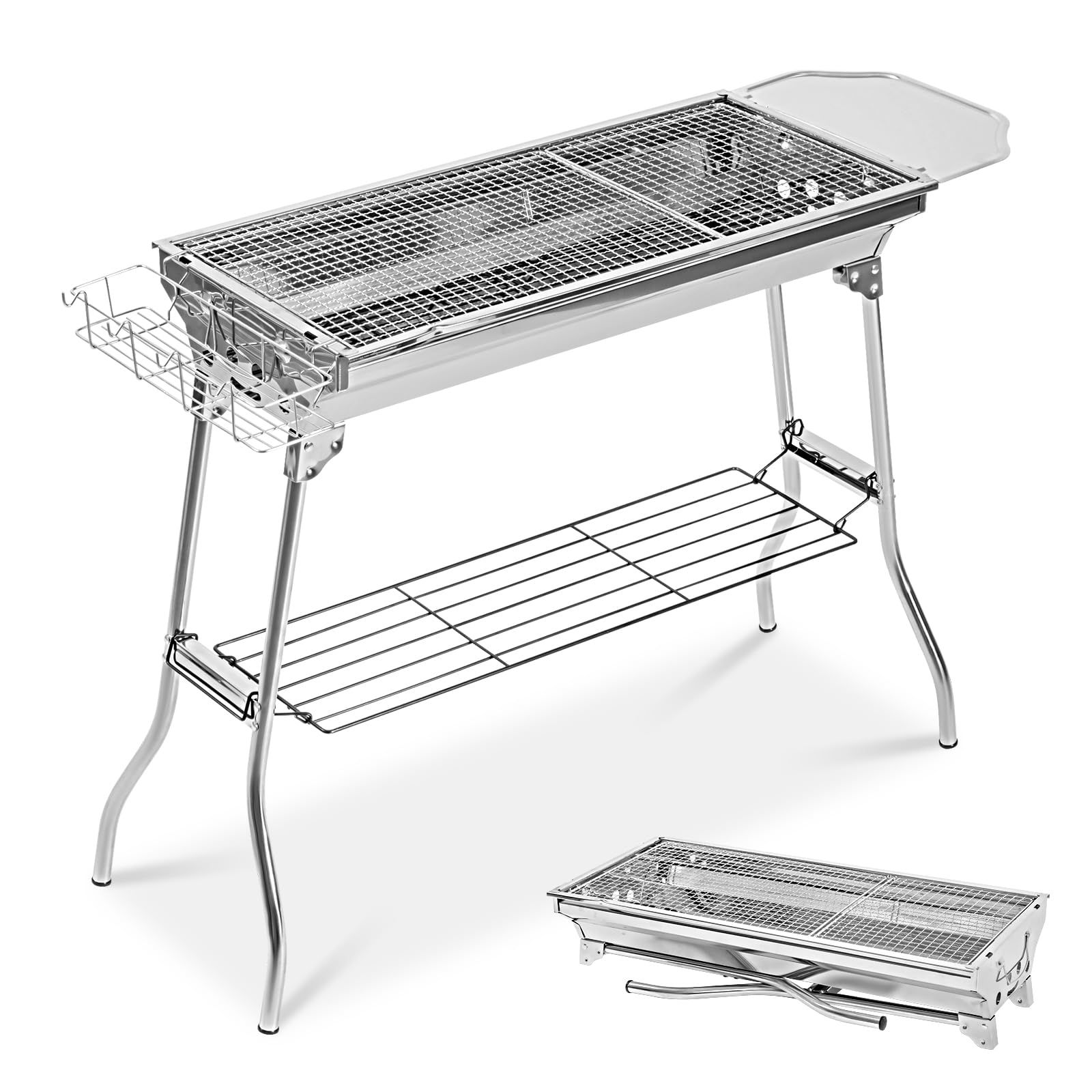 【ＣＯＭＦＯＲＴ ＺＯＮＥ】 バーベキューコンロ bbqコンロ 折りたたみ 大型 焼き網 幅73.5cm 調味料ラック付 大人数 bbqグリル ステンレス 軽量 収納便利 レジャー 焼肉 料理 グリル キャンプ アウトドア コンロ