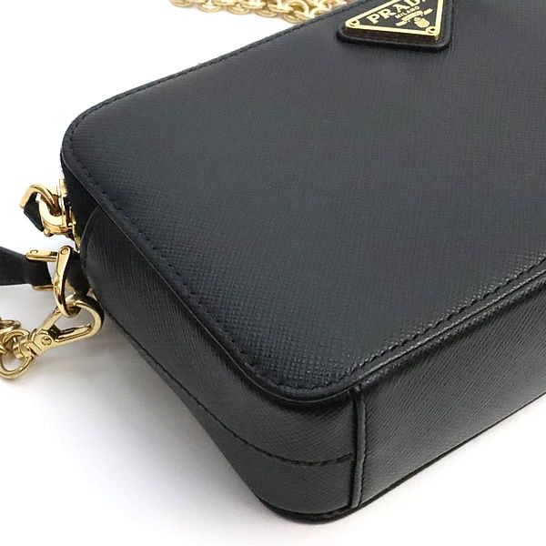 プラダPRADA チェーンウォレットショルダー サファイアーノブラック 美 