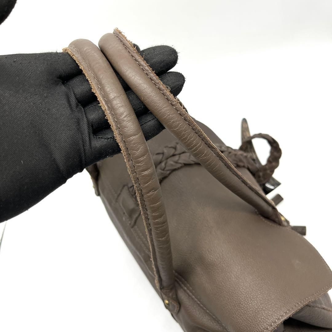 TRES archive y2k grunge boho leather tote bag toggle horn design