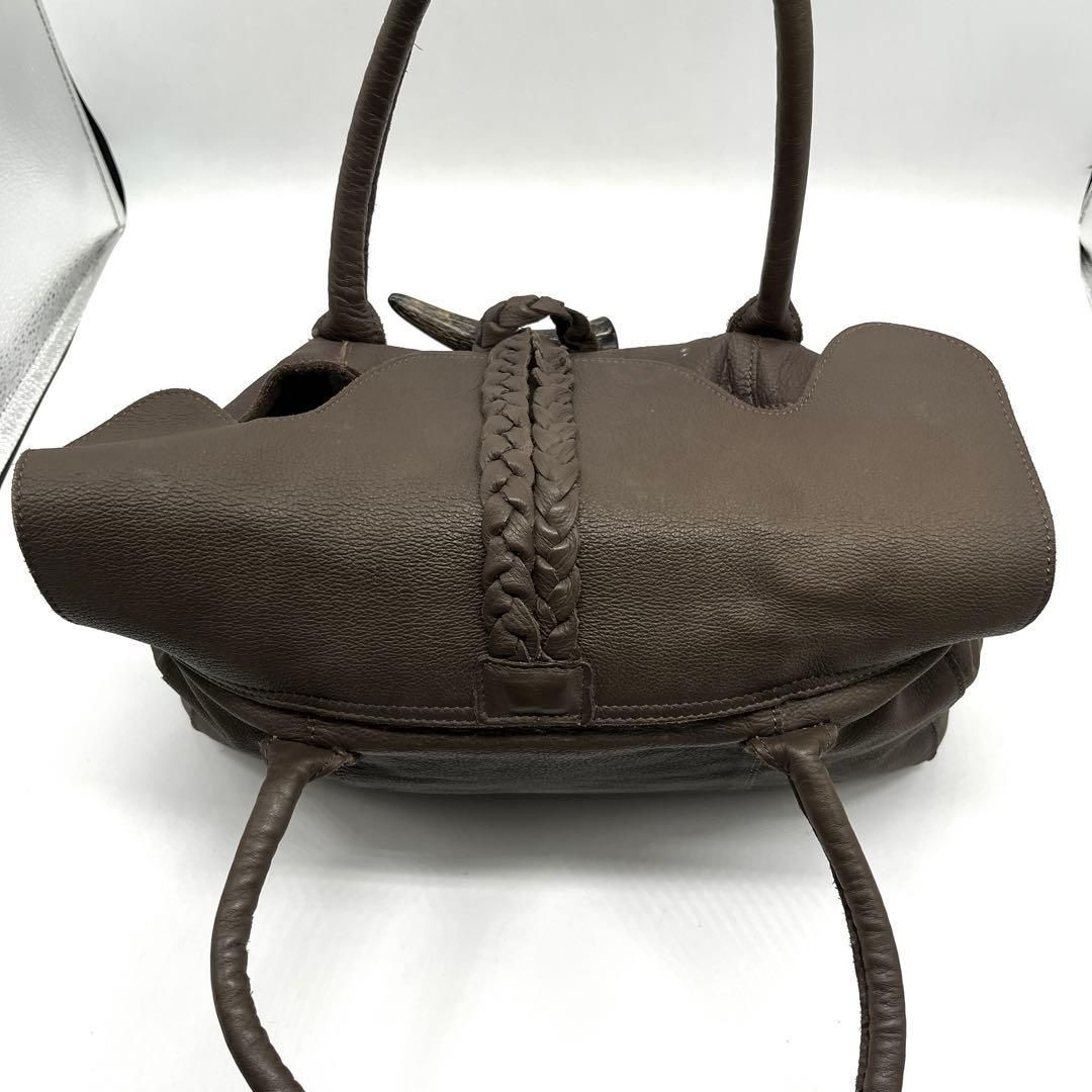 TRES Black Tote Horn Toggle ワンショルダー y2k TRES archive y2k grunge boho leather tote bag toggle horn design