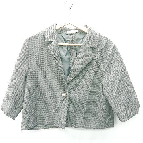 ◇ ⊂ who's who Chico フーズフーチコ 総柄 五分袖 シャツジャケット サイズF グレー系 レディース E 【1409100065640】