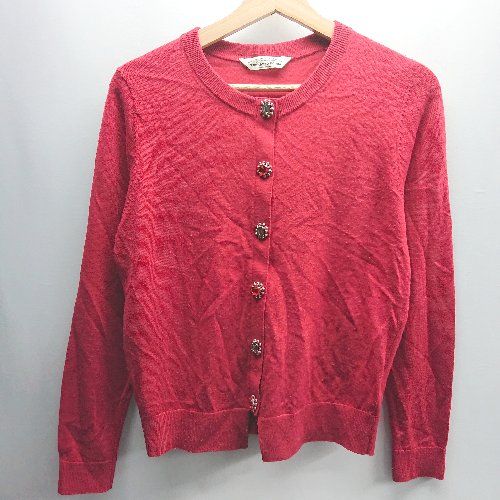◇ ⊇ TORRAZZODONNA トラッツォドンナ ジュエリーボタン 長袖 ニットカーディガン サイズ表記なし レッド レディース E 【1409100066302】