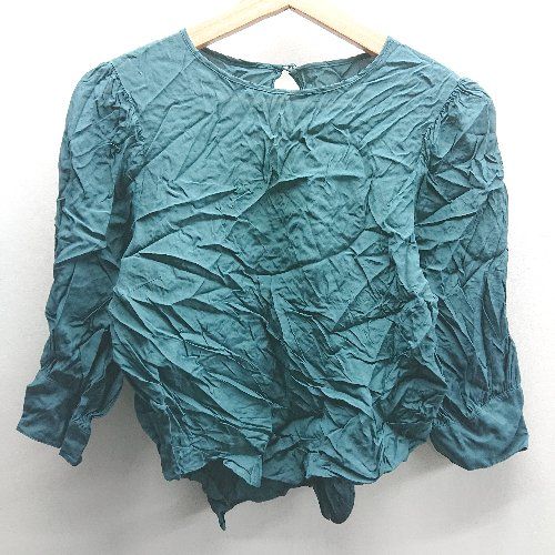 ◇ ⊂ green label relaxing UNITED ARROWS パフスリーブ 七分袖 カットソー サイズ表記なし ブルー レディース E 【1409100066791】