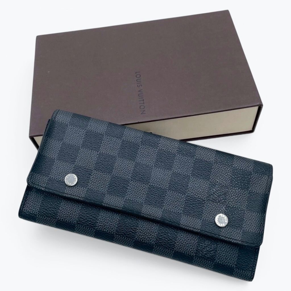 LOUIS VUITTON ルイヴィトン ダミエ グラフィット ポルトフォイユ ロン 二つ折り長財布 ブラック 黒 メンズ レディース ユニセックス N63084 正規品 真贋鑑定済み