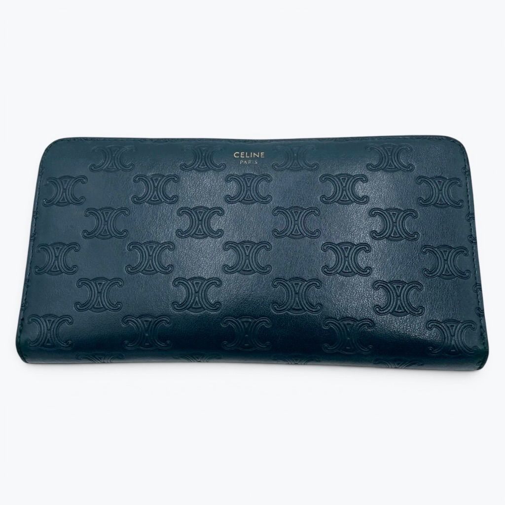 CELINE トリオンフ エンボス 長財布 CELINE セリーヌ トリオンフ エンボスド ラウンドファスナー ラウンド