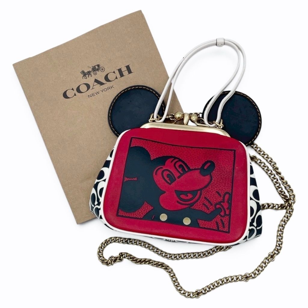 COACH コーチ ディズニー キースヘリング ミッキー コラボ マディソン チェーン ショルダーバッグ ハンドバッグ 2WAY レザー 正規品 真贋鑑定済み