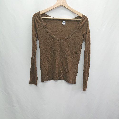 ◇ ⊇ Petit Bateau キッズ 襟ぐり広め 長袖 ロンT サイズ表記なし ブラウン 男の子 女の子 E 【1409240024255】