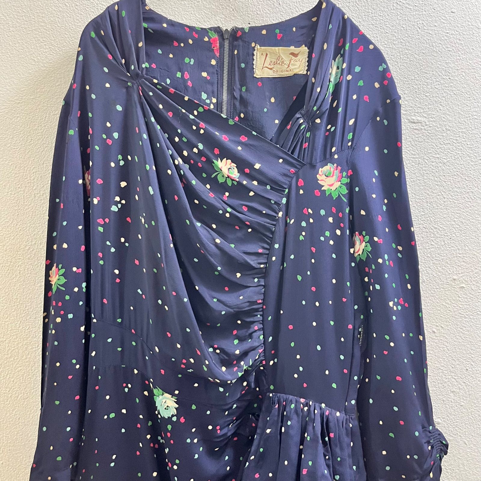 USA 50s レーヨン ロング ワンピース マキシ アメリカ ヴィンテージ Vintage 変形 I46 USA 50s レーヨン ロング ワンピース マキシ アメリカ ヴィンテージ Vintage 変形 I46
