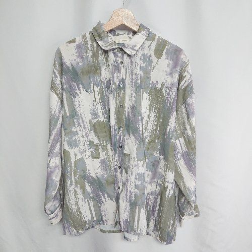 ◇ ⊂ apres jour mignon アプレジュールミニョン 総柄 長袖 シャツ サイズF グリーン系 レディース E 【1409240060055】