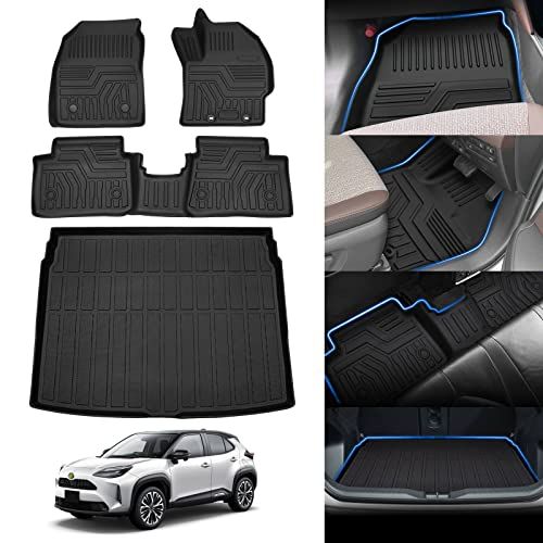 Jiooy トヨタ ヤリスクロス フロアマット＋ラゲッジマット フルセット YARIS CROSS 2020年8月-現行 3D立体 防水 耐汚れ TPE素材 カスタムパーツ 4点セット 1