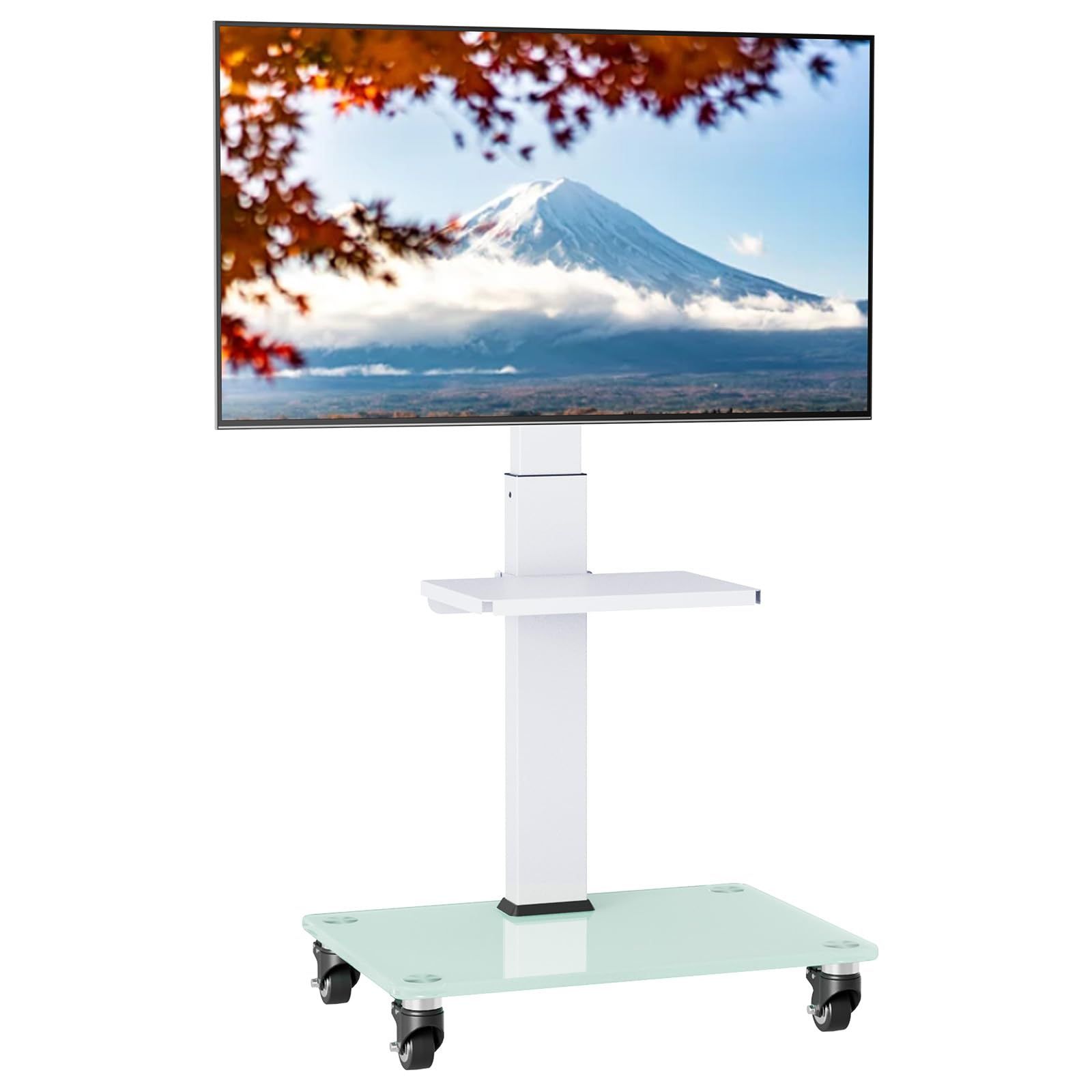 PERLEGEAR テレビスタンド キャスター付き 壁寄せ 37~75インチ対応 耐荷重40kg tvスタンド ハイタイプ 壁掛け tv stand テレビ台 移動式 6段階高さ調整 左右±35度角度調整 VESA600×400 ホワイト 1